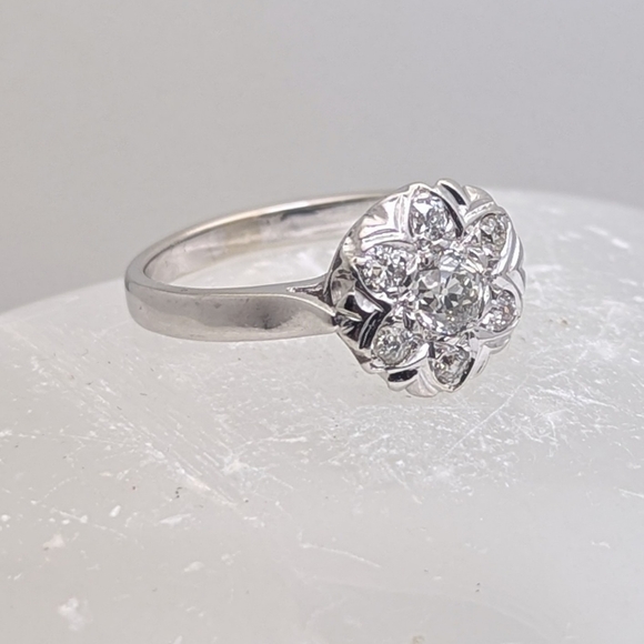 Gorgeous Vintage 14K Gold Floral Mine Cut Diamond Engagement Ring 1-1/4 CTW - Picture 2 of 13